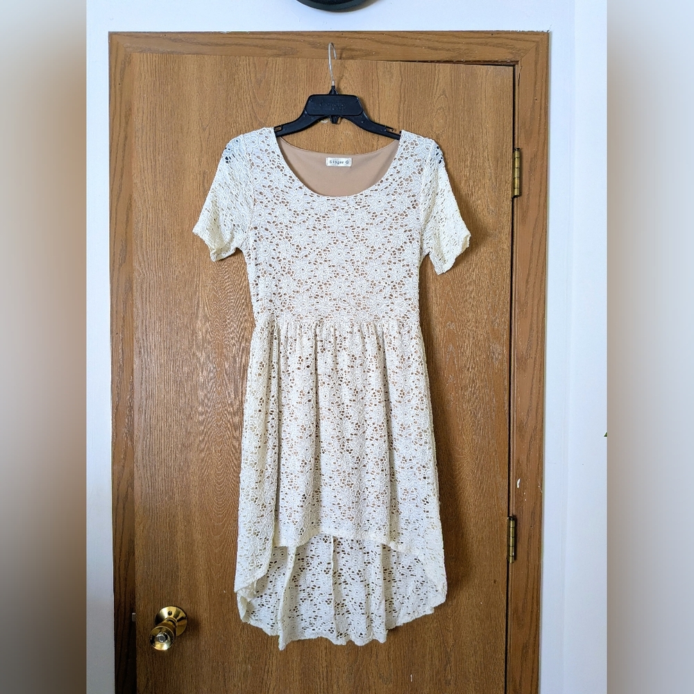 Ginger G Cream High Low Lace Dress